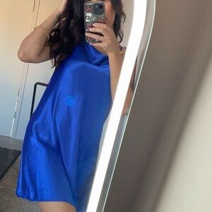 Luxurious Midnight Blue Satin Chemise